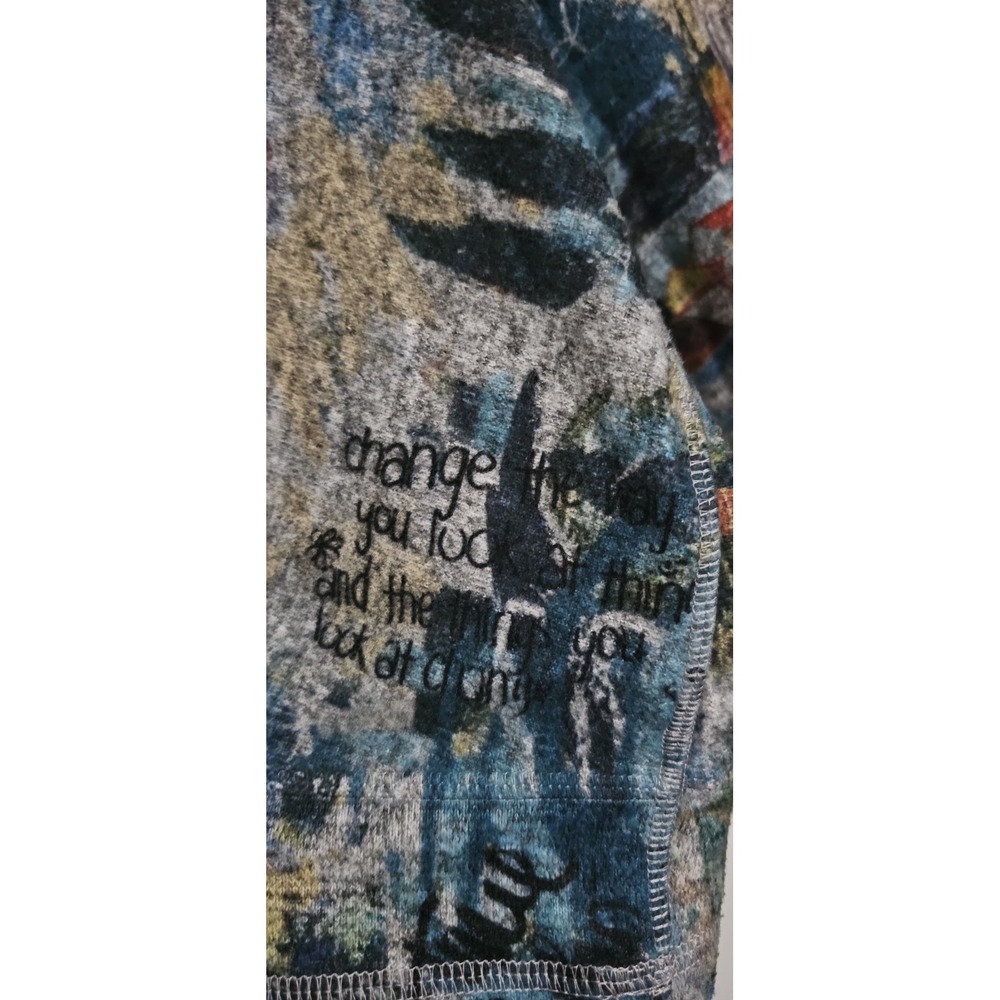 Ali Miles Abstract Village Brushed Knit Top Cowl Neck Sweater Sz Small‎ Pocket - Picture 7 of 10